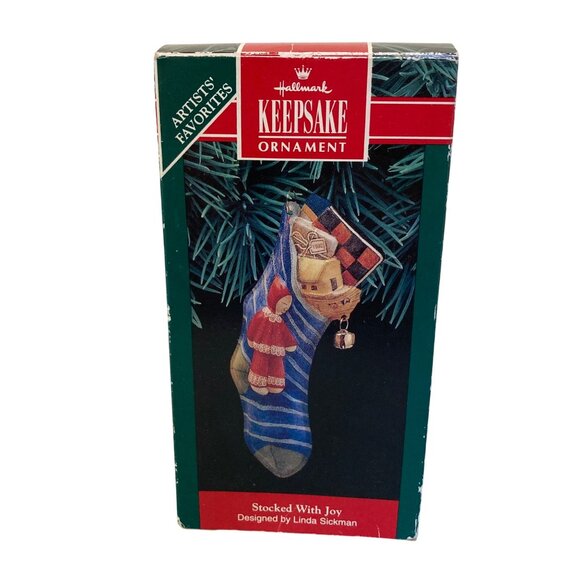 Vintage Christmas Hallmark Stocked With Joy Pressed Tin Keepsake Christmas 1992 - Picture 1 of 5